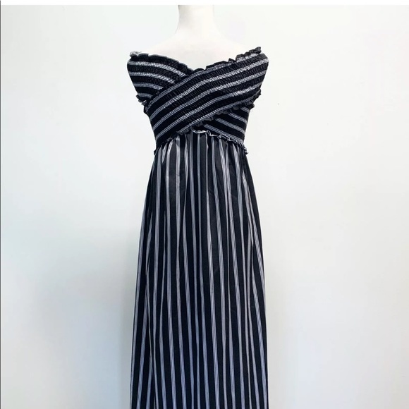 She and sky Striped Off-the-Shoulder Maxi Dress S - Picture 3 of 9
